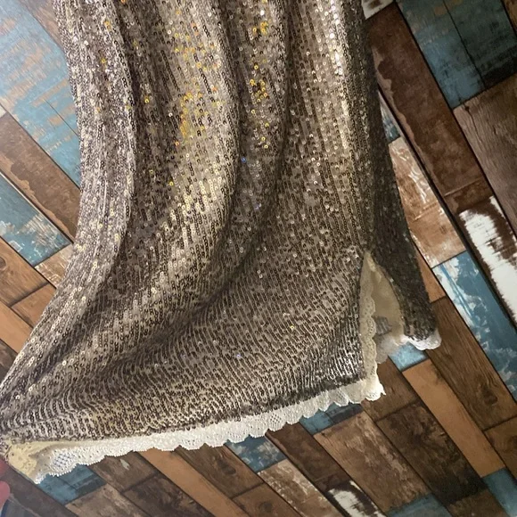 Wild fable silver sequins and lace trim stretchy dress - Picture 7 of 16